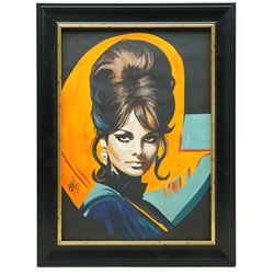 E A Chernenko (Ukrainian contemporary): Claudia Cardinale - Pop Art, acrylic on board signed, certificate of authenticity verso 41cm x 29cm