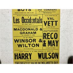 Grand Opera House Scarborough Poster November 4th 1935, black on a yellow ground, printed by E.T.W. Dennis & Sons Ltd, Printing House Square, Scarborough, unframed and rolled 125cm x 50cm
