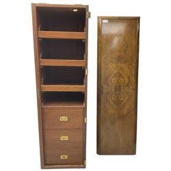 Victorian single wardrobe compartment, linen slides and drawers enclosed by figured door