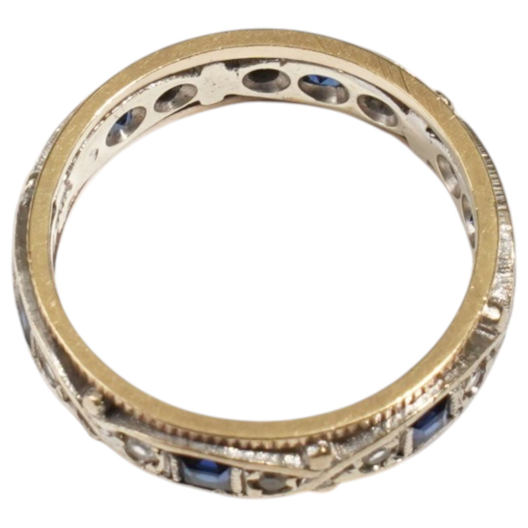9ct gold synthetic sapphire and white spinel full eternity ring