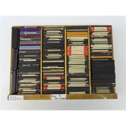  Quantity of early 20th century and later glass slides including sailing ships, portraits, military scenes, Africa etc in sectioned case approx 300   