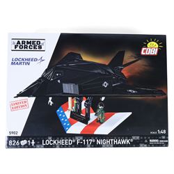 Two Cobi Bricks 1:48 scale Armed Forces model aircraft sets, comprising limited edition no. 5902 Lockheed F-117 Nighthawk and executive edition no. 5890 Lockheed SR-71 Blackbird, both in sealed boxes