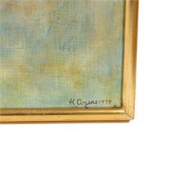 Kenneth Cozens (British 1920-2000): 'The Approach of the Black Planet', oil on board signed and dated 1979, titled verso 91cm x 122cm