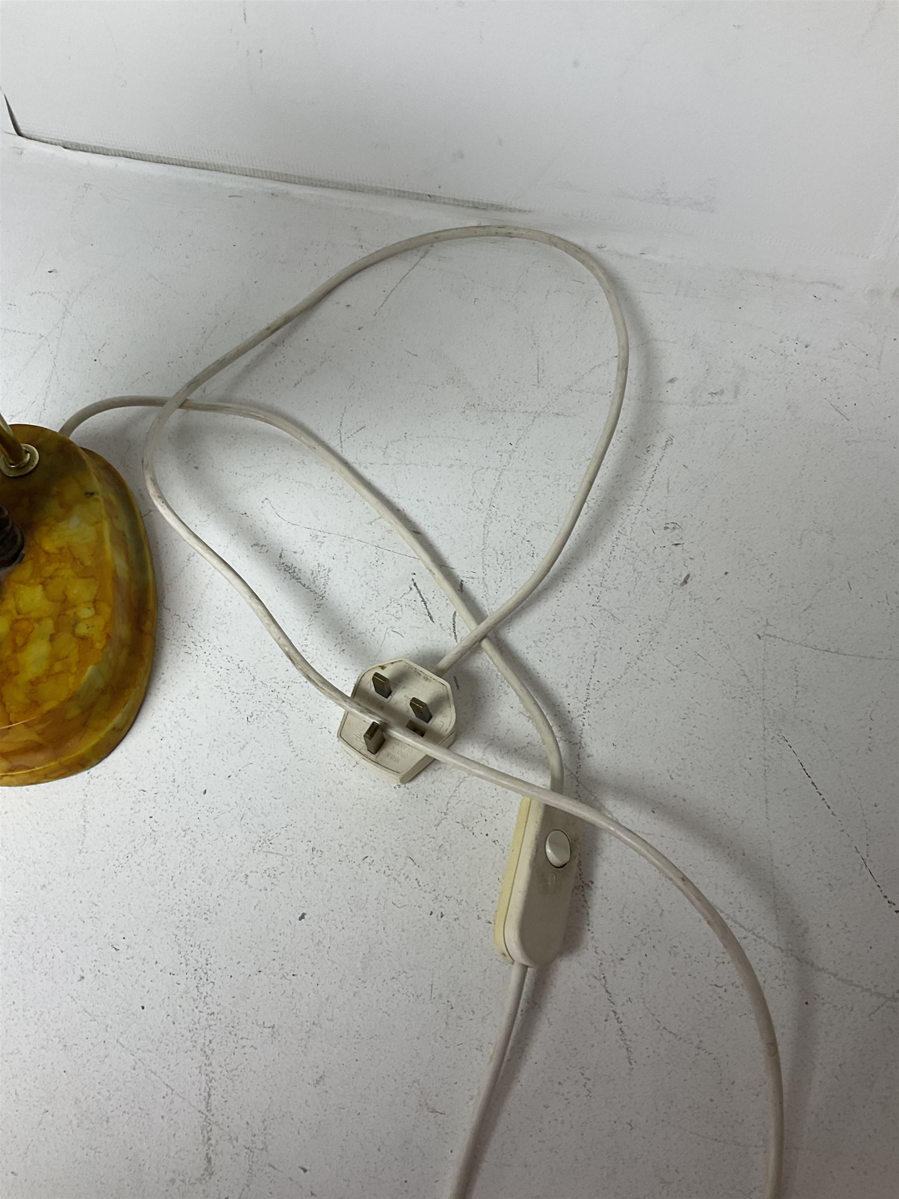 Art Deco style figural table lamp, modelled as a dancer upon an orange marbled base, H63.5cm