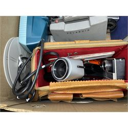 Collection of camera and equipment, to include Canon PowerShot S500, Cosmic 35, polaroid 320, etc, in two boxes  