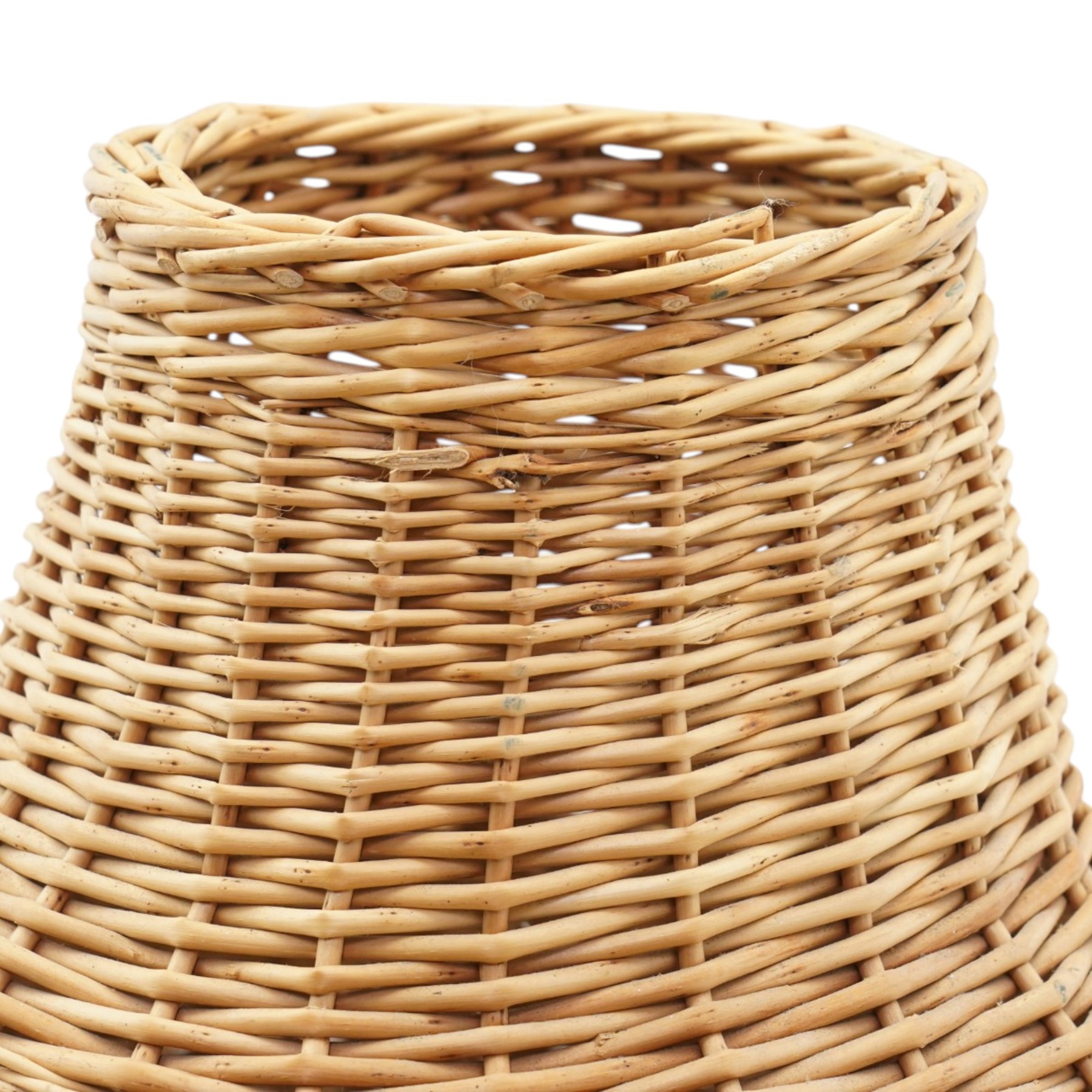 DD CL - Pair of oversized cane pendant shades, with metal rim