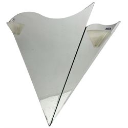 Triangular shaped illuminated wall mirror, H76cm