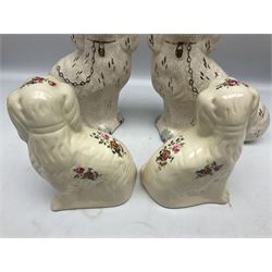 Three sets of Staffordshire style dogs, largest example H28cm 