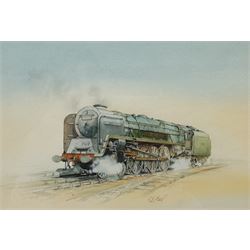 David C Bell (British 1950-): 'Duke of Gloucester' Locomotive 71000, watercolour signed 18cm x 25cm