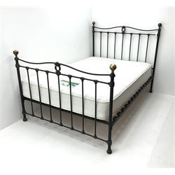 Victorian style 4’ 6” metal framed double bedstead with mattress