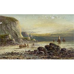 Frank Hider (British 1861-1933): 'High Tide on the Sussex Coast' and 'Near Ilfracombe', pair oils on canvas signed, titled verso 30cm x 48cm (2)
