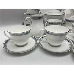 Royal Worcester Beaufort tea service, comprising teapot, milk jug, open saucier, eleven teacups, twelve saucers, eight dessert plates and one cake plate