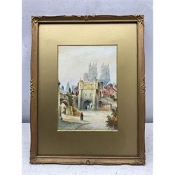 C J Norton (British 20th Century): 'Petergate - York' and 'Bootham Bar - York', pair watercolours signed and titled 26cm x 18cm (2)