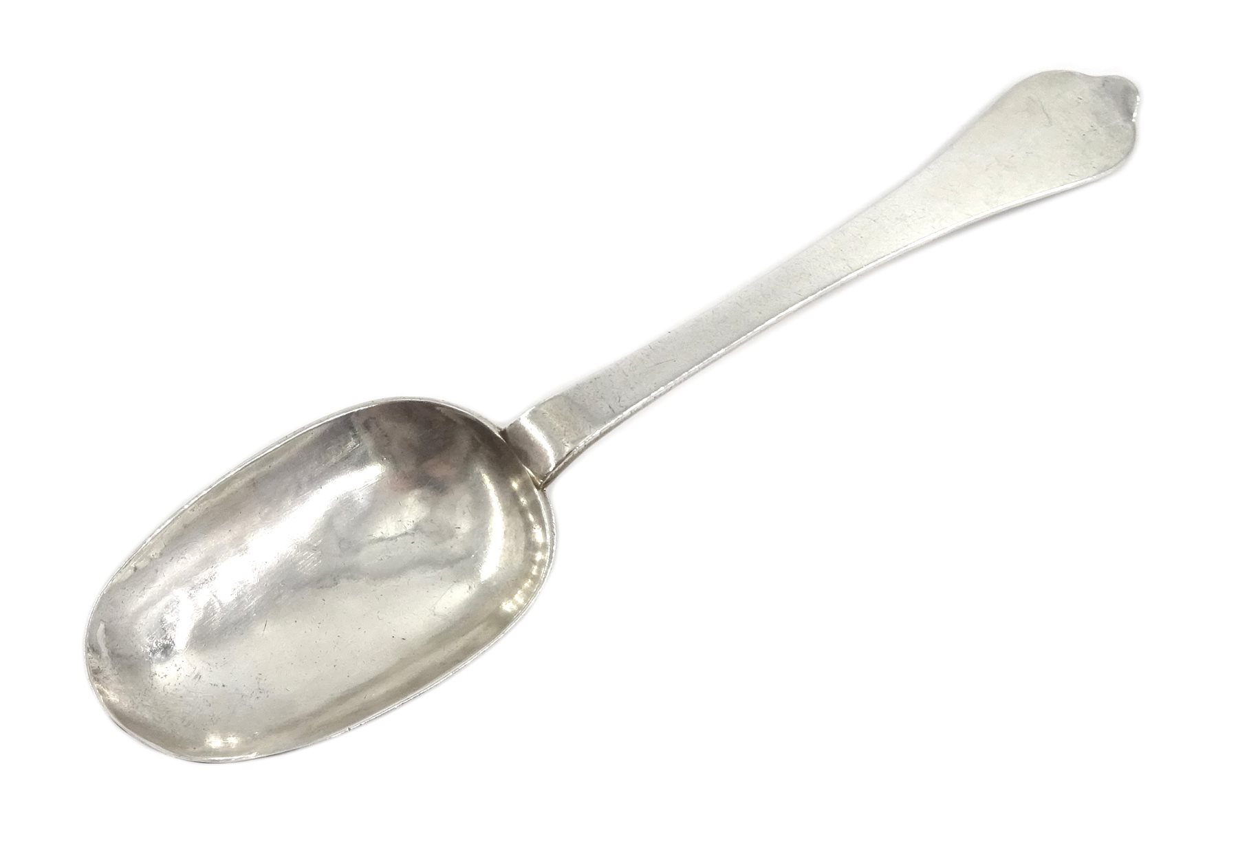 William III silver spoon, Dog-nose pattern, the reverse terminal engraved AG over WB, by Isaac Davenport, London 1698, approx 1.9oz