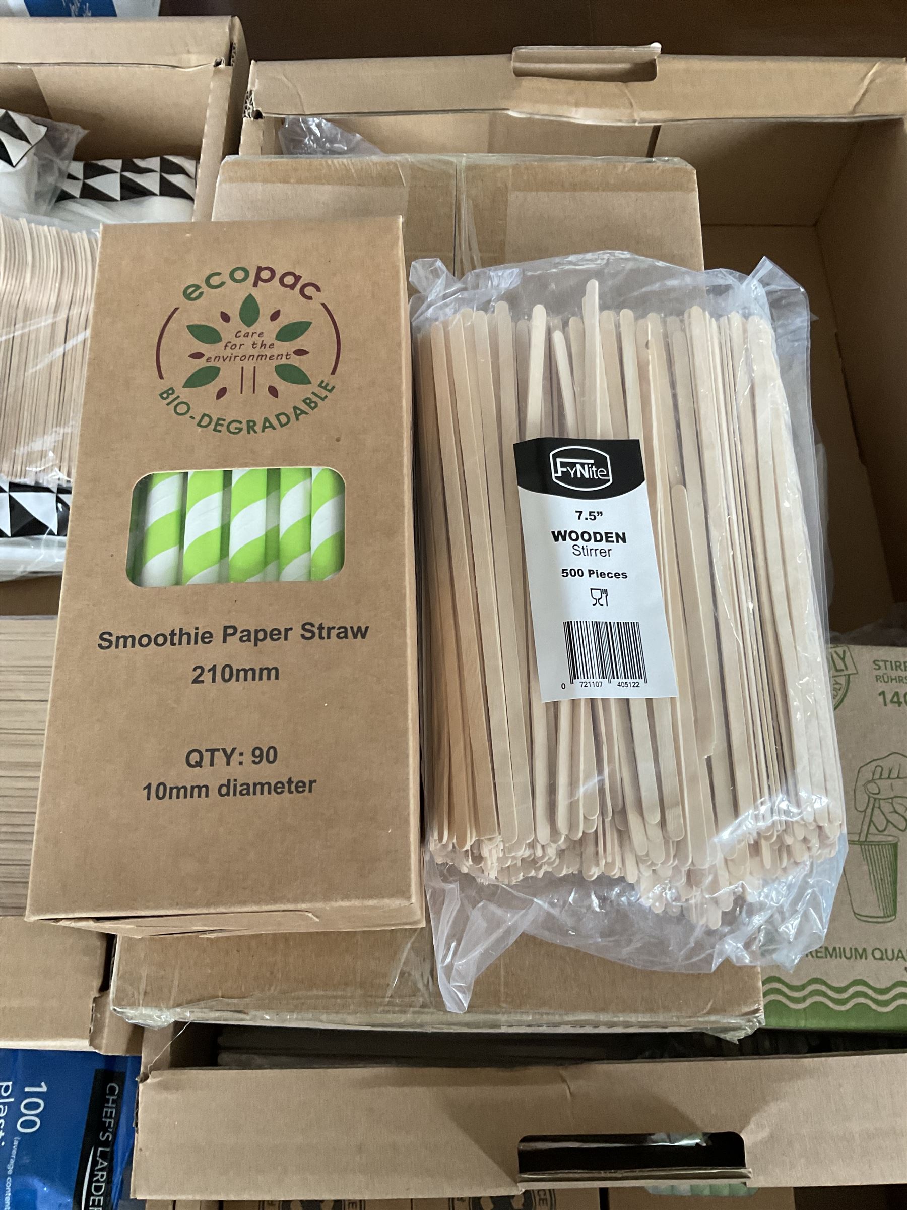 Large quantity of plastic knives, forks, spoons, wooden stirrers, wooden forks, paper straws- LOT SUBJECT TO VAT ON THE HAMMER PRICE - To be collected by appointment from The Ambassador Hotel, 36-38 Esplanade, Scarborough YO11 2AY. ALL GOODS MUST BE REMOVED BY WEDNESDAY 15TH JUNE.