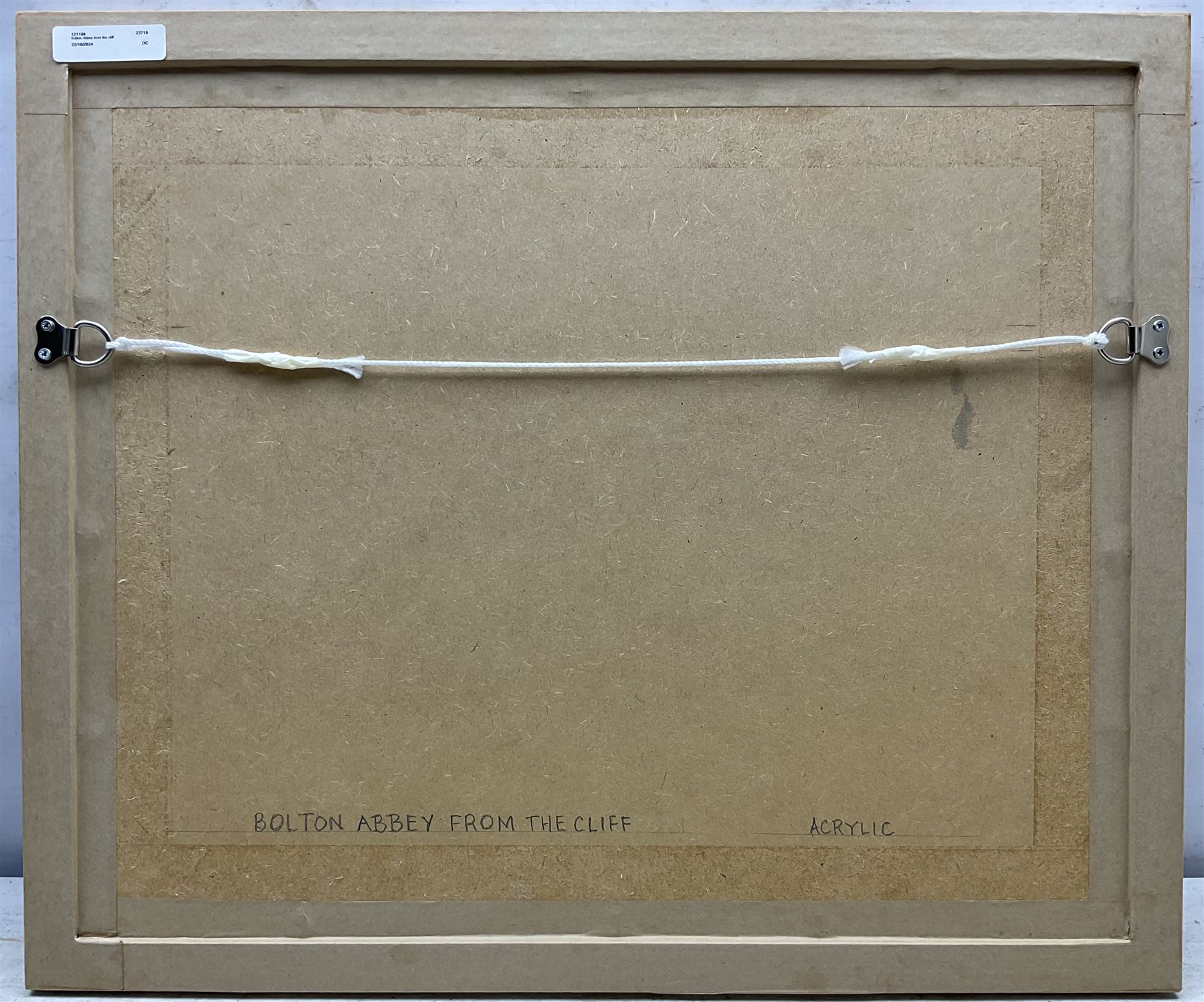 Peter Lapish (British 1937-): 'Bolton Abbey from the Cliff', acrylic on paper signed, titled verso 27cm x 36cm