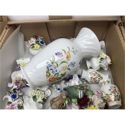 Aynsley Cottage Garden pattern ceramics, including vases and jars, together with a collection of flower baskets and similar, together with a collection of other ceramics and collectables, in three boxes 