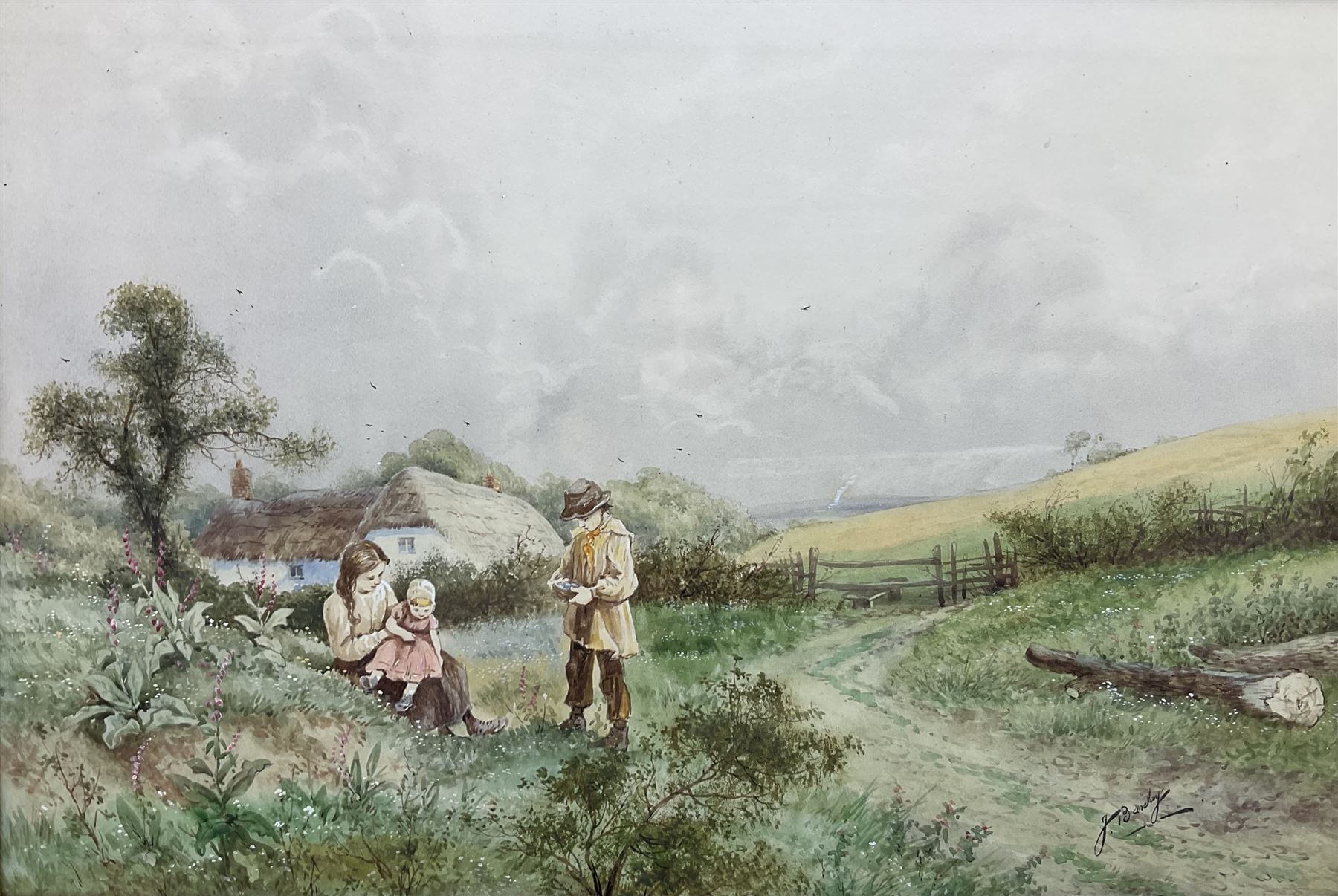 Horace Hammond (AKA James Barclay) (British 1842-1926): Figures on Country Lane, watercolour signed 30cm x 46cm