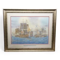 David Cadman (British Contemporary): 'Nelson's Flagships', watercolour signed and dated, titled on the mount 53cm x 73cm