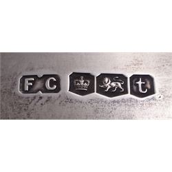 1930s silver tray, of square form with shaped canted corners and stepped rim, upon four bracket feet, hallmarked Frank Cobb & Co Ltd, Sheffield 1936, W31cm