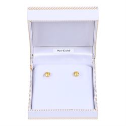 Pair of 9ct gold citrine stud earrings, boxed