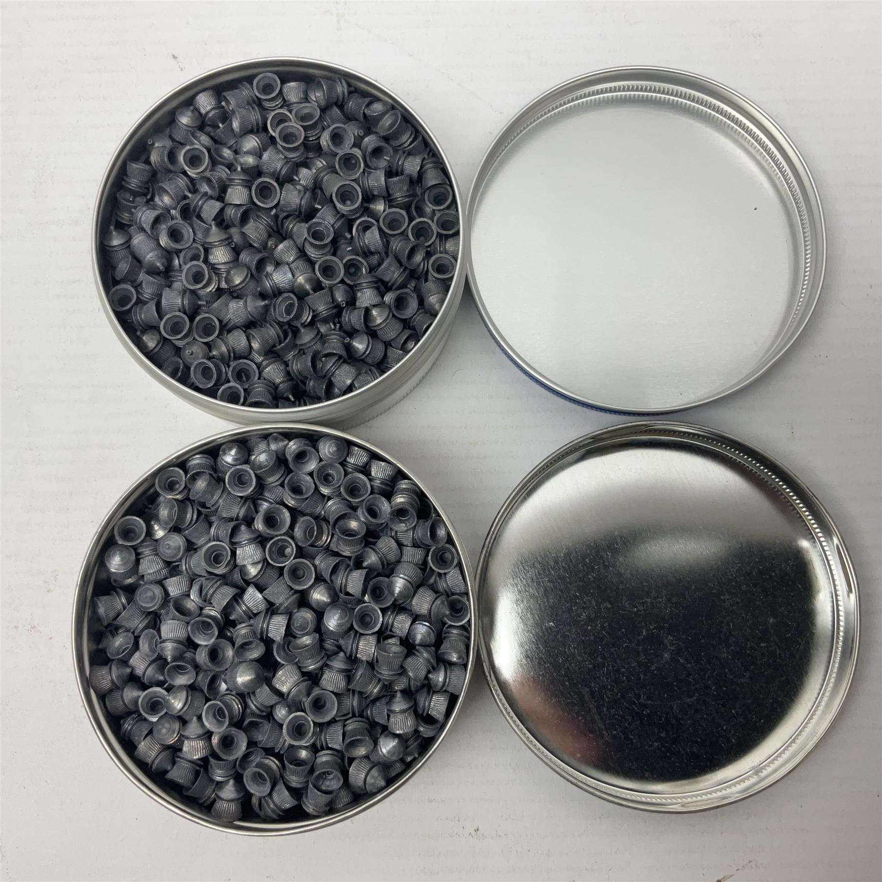 Webley Senior .22 cal. air pistol with top lever action, serial no.273; in original box with label under lid; together with two tins of pellets NB: AGE RESTRICTIONS APPLY TO THE PURCHASE OF AIR WEAPONS.