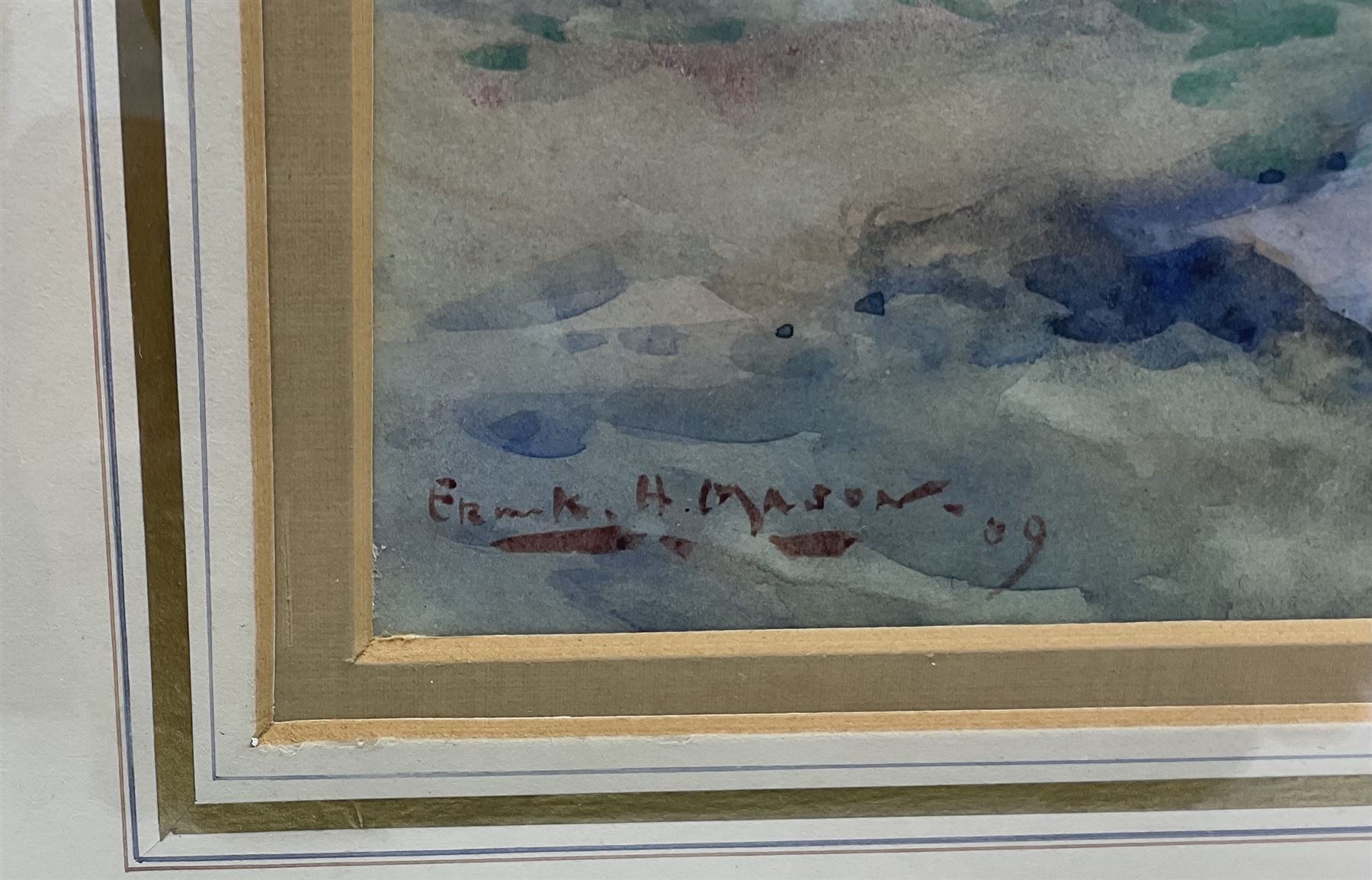 Frank Henry Mason (Staithes Group 1875-1965): British Men o' War in Full Sail, watercolour heightened in white signed and dated '09, 33cm x 39cm