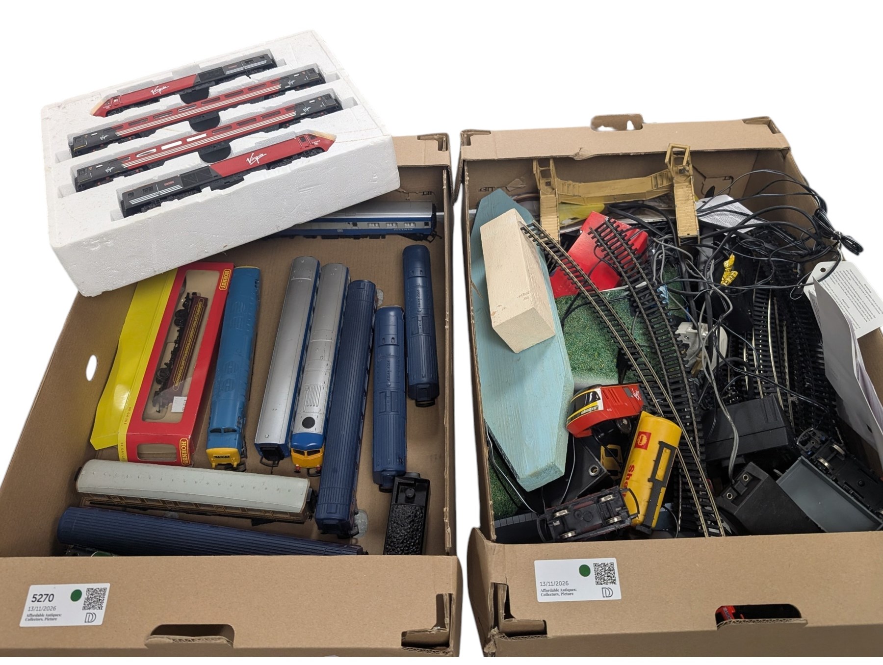 00 gauge model railway items, including Hornby Virgin HST 4 Car Train Set 'Maiden Voyager' and 'Lady in Red', Lima HST 4 Car set 'The Great Racer', other locomotives, rolling stock, track and accessories 