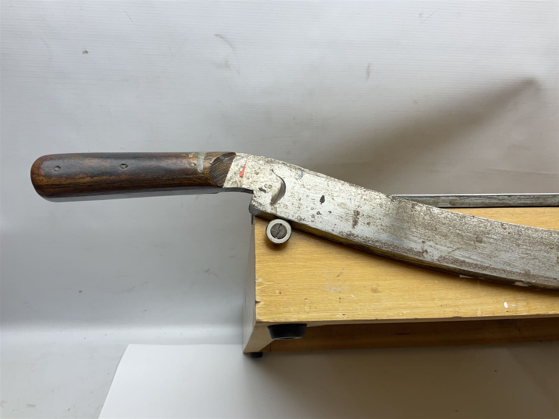 Coal bucket painted with flowers together with pair of bellows, boot scraper in the form of a beetle, wooden guillotine, composite table lamp with tassel lampshade and one other