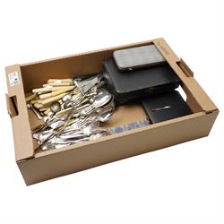 Quantity of assorted plated cutlery and bone handled knives