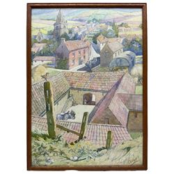 Richard Edward Clarke (British 1878-1954): Village Scene, watercolour signed 46cm x 32cm