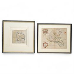 Richard Blome (British 1635-1705): 'A Mapp of Ye East Rideing of Yorkshire [East Riding Yorkshire]', 17th century engraved map with hand-colouring; Thomas Badeslade (British fl.c.1719–1750) and William Henry Toms (British c.1700-1765): 'A Map of Yorkshire North from London', 18th century engraved map with hand-colouring max 24cm x 29cm (2)