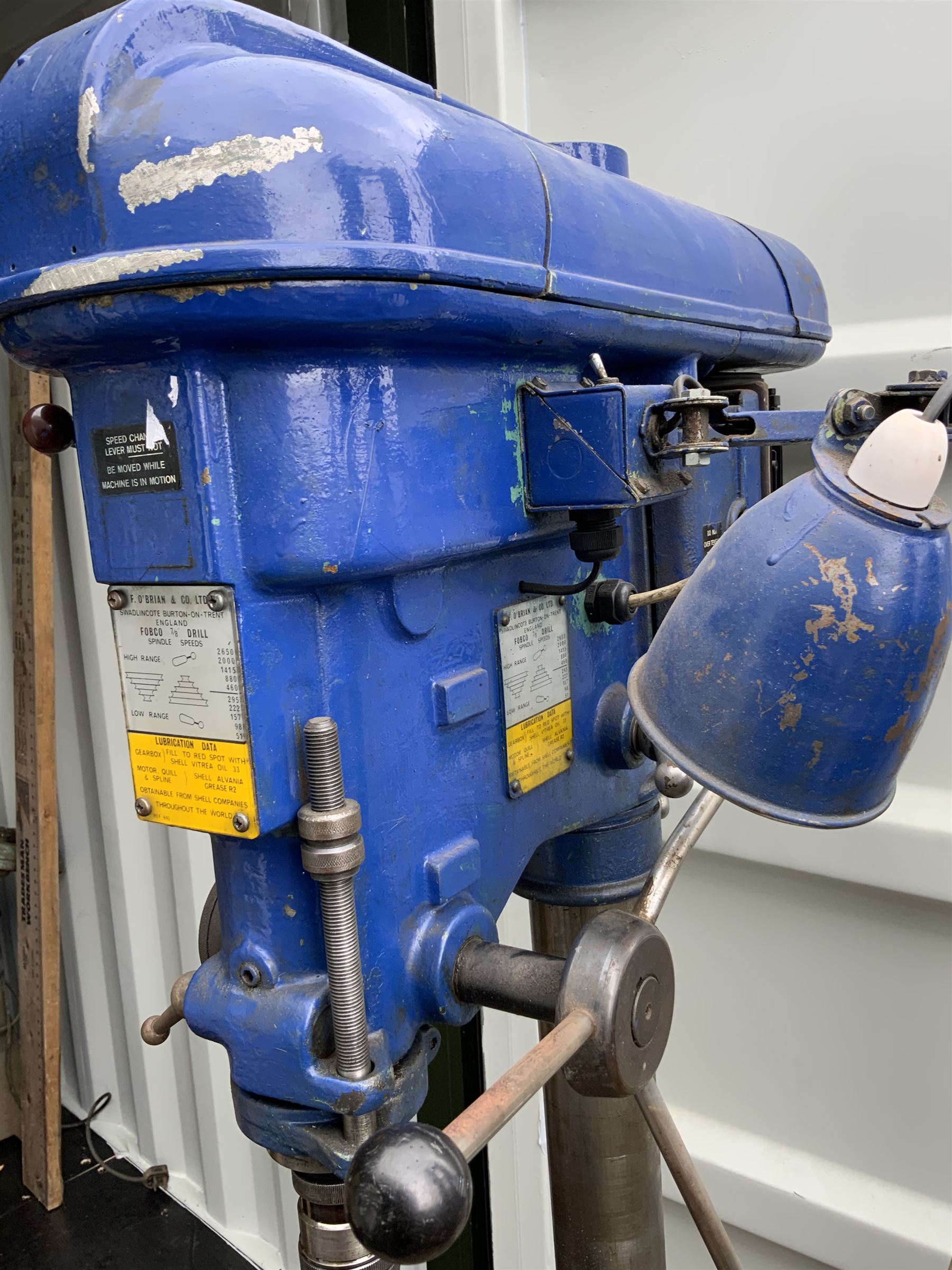 F. O’Brian & Co. Ltd - ‘Fobco 7/8’ large floor standing pillar drill, adjustable spindle speeds, with engineers vice attachment  - THIS LOT IS TO BE COLLECTED BY APPOINTMENT FROM DUGGLEBY STORAGE, GREAT HILL, EASTFIELD, SCARBOROUGH, YO11 3TX