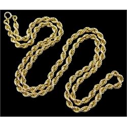 9ct gold rope twist necklace, London import marks 1977
