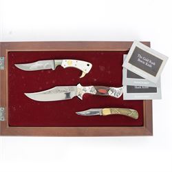 Franklin Mint knives, comprising Red Fox Knife, Great White Shark Knife and The Gold Rush ...
