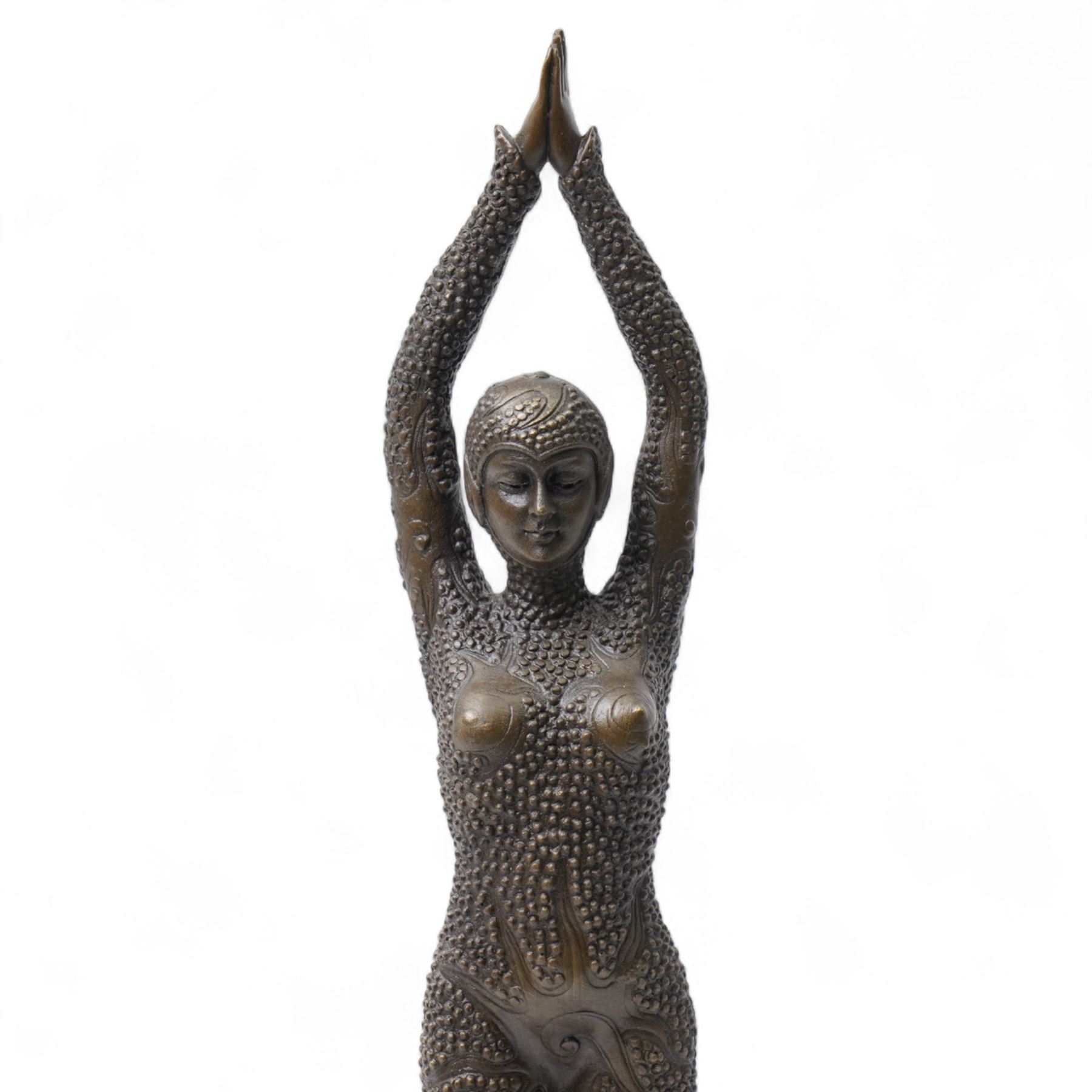 After Dimitri Chiparus - Starfish Dancer, art deco style bronze upon black marble plinth, overall H48.5cm