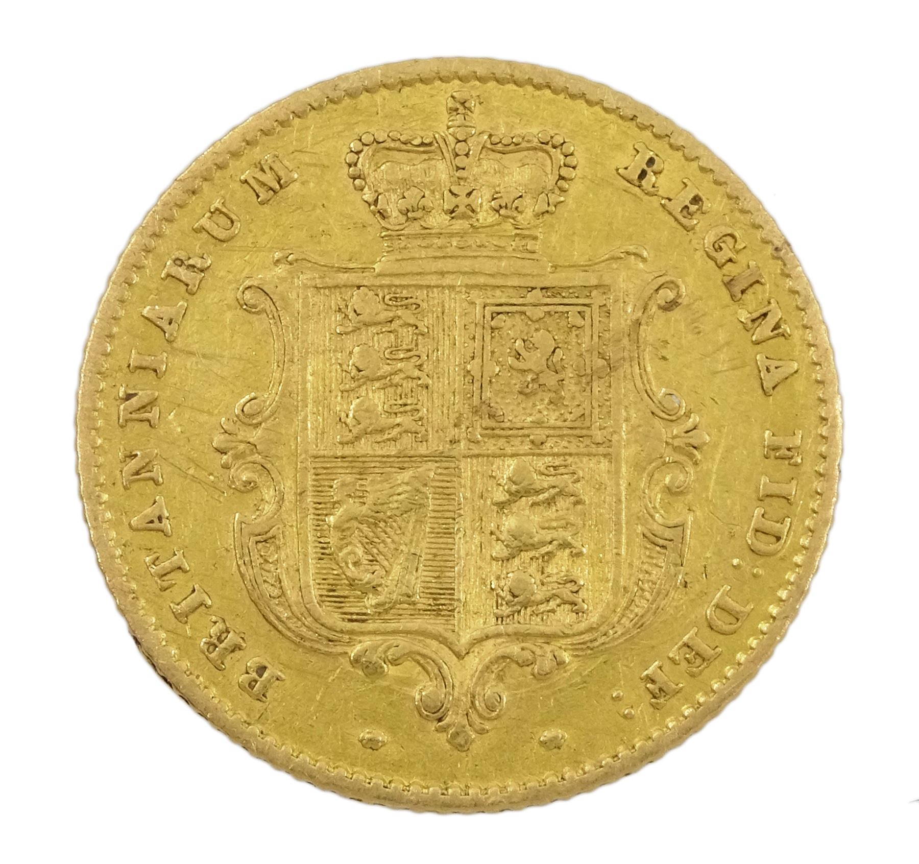 Queen Victoria shield back 1855 gold half sovereign coin