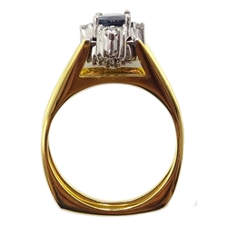  Gold sapphire and diamond/diamond reversible flipover ring unmarked (14 or 18ct) 5gm  