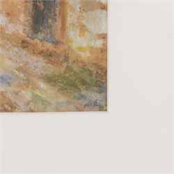 Scottish School (Early 20th Century): Mother and Child in a Rural Village, mixed media faintly signed MB?, 17cm x 25cm