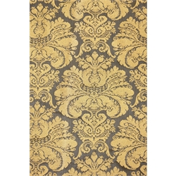  Two pairs thermal lined curtains, gold and blue floral pattern, with pelmets, W280cm  - 230cm  