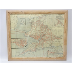  Framed Great Western Railway route map, 64cm x 54cm  
