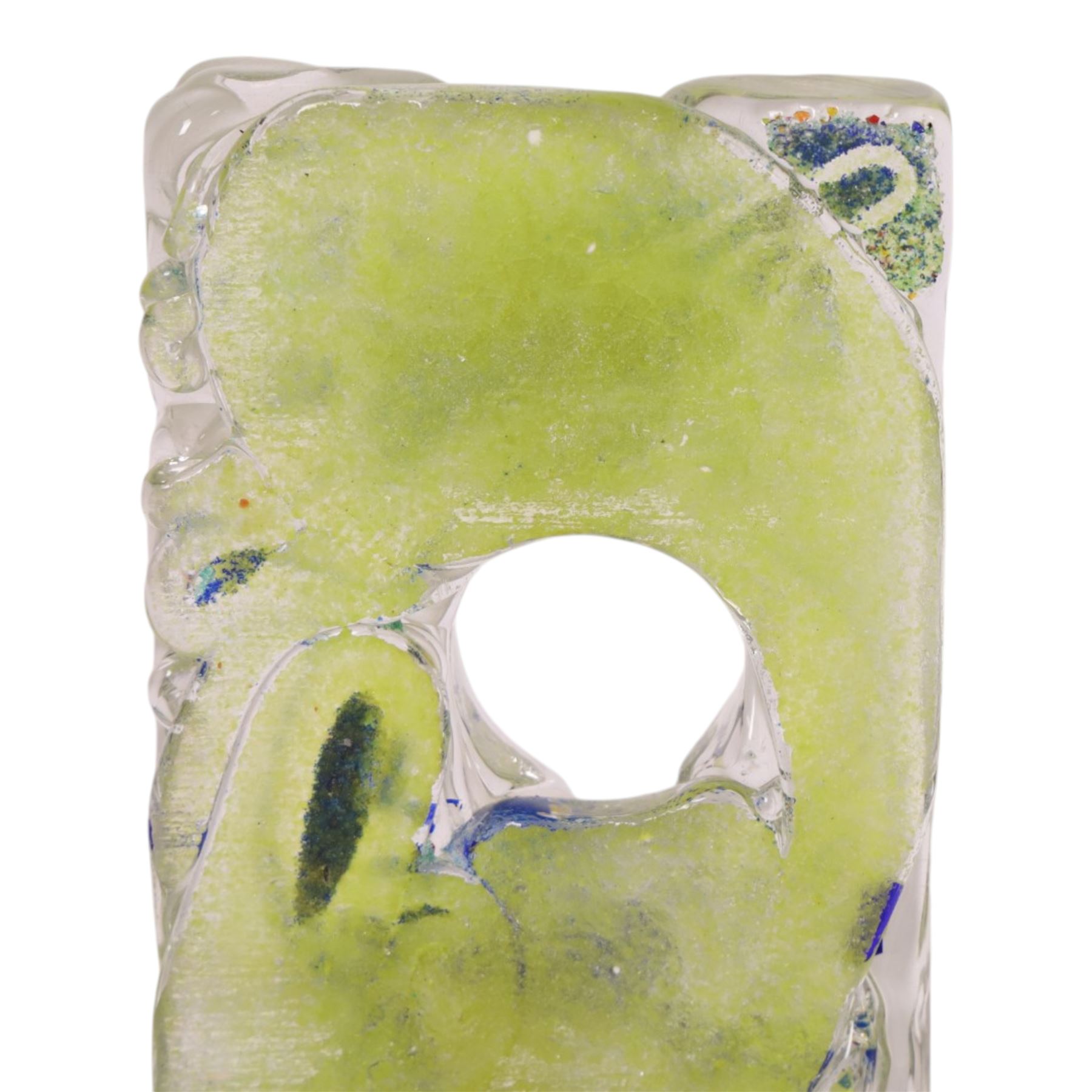 Rectangular clear glass sculpture 'Hanging Tableaux' by Will Shakspeare, H28cm