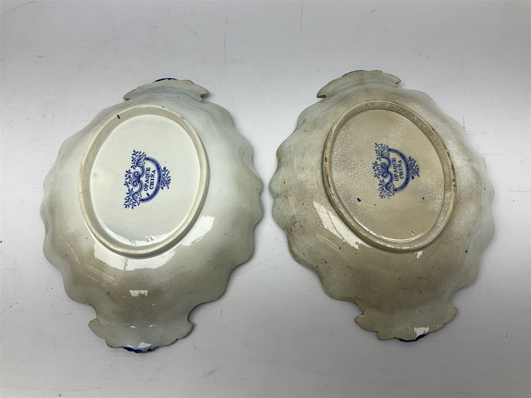 Minton Bombay pattern platter, together with Mason's meat platter, decorated with mythical beast, and two Cauldron Place Opaque China dishes 