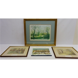  'Going Through the Enchanted Garden', ltd.ed colour print signed in pencil by Helen Bradley with Fine Art Trade Guild blindstamp, two colour prints and a book illustrated after the same hand max 30cm x 39cm (4)  