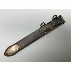 WW2 German RAD (Reichsarbeitdienst) Leader's hewer dagger,  the 25.5cm fullered steel blade engraved Arbeit Adelt (Work Enables) with Eickhorn squirrel maker's mark; scrolling cross-piece, mahogany grip and eagle pommel; in decorative plated scabbard L40cm overall.