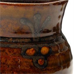 Collection of studio pottery, artists to include David Pritchard, Diana Worthy and others, in mottled brown glazes (10)