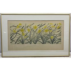 Rory McEwen (Scottish 1932-1982): 'Spring Wind' - Daffodils, coloured aquatint signed titled dated '78 and numbered 27/150 in pencil, with Christie's Contemporary Art blindstamp 24cm x 57cm