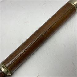 W Ottway & Co Ltd Ealing London single-draw telescope pattern 373, dated 1941 with broad arrow mark; sliding lens shroud and leather covered body with captive lens cover, serial no.2669, L60cm fully extended