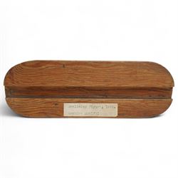 After Henry Moore (British 1898-1986): 'Reclining Figure', terracotta maquette sculpture, base marked with affixed catalogue label inscribed 'Reclining Figure: 1945 Archive 0041731', W21cm H12cm
