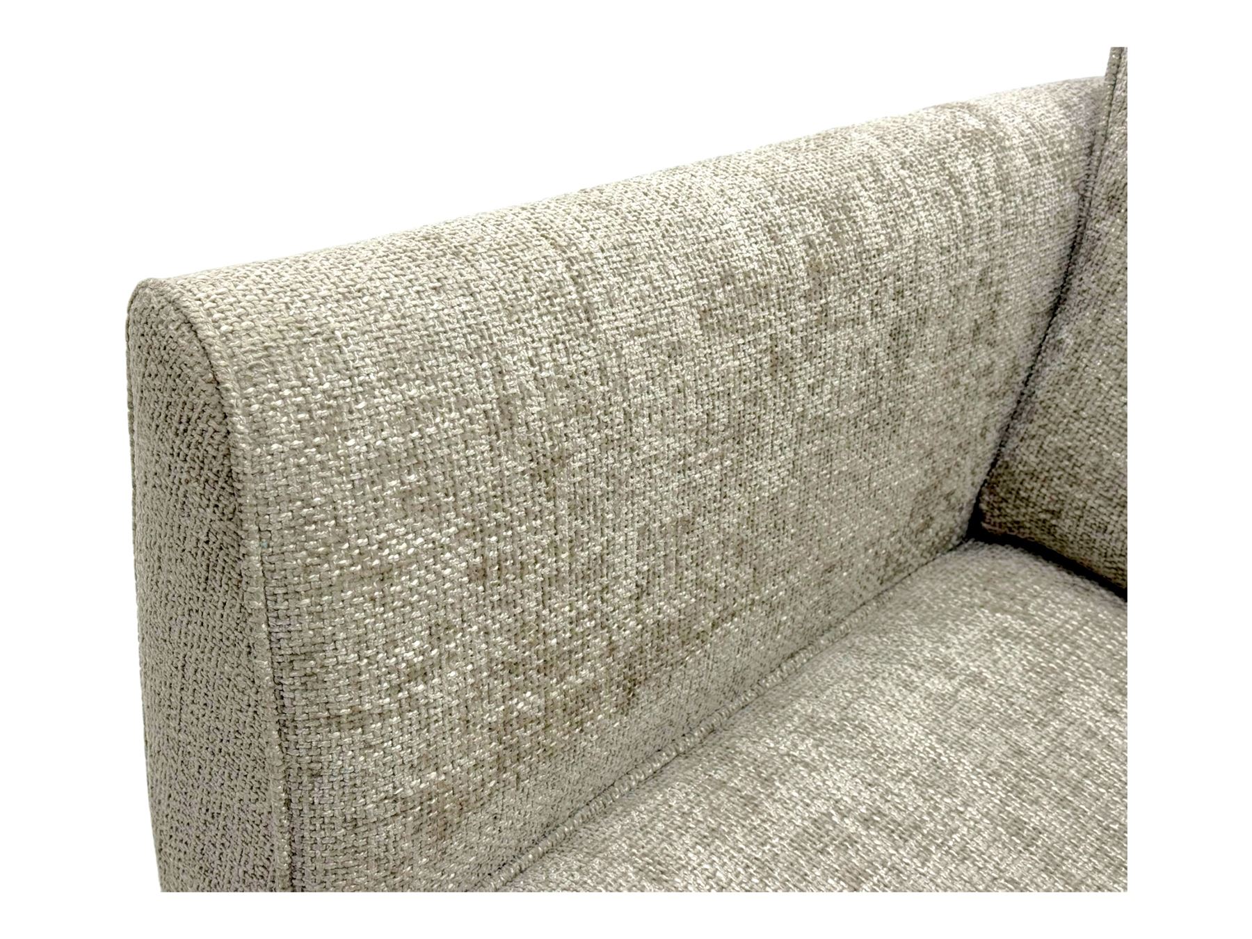 Oak Furnitureland Two seat contemporary sofa upholstered in beige fabric